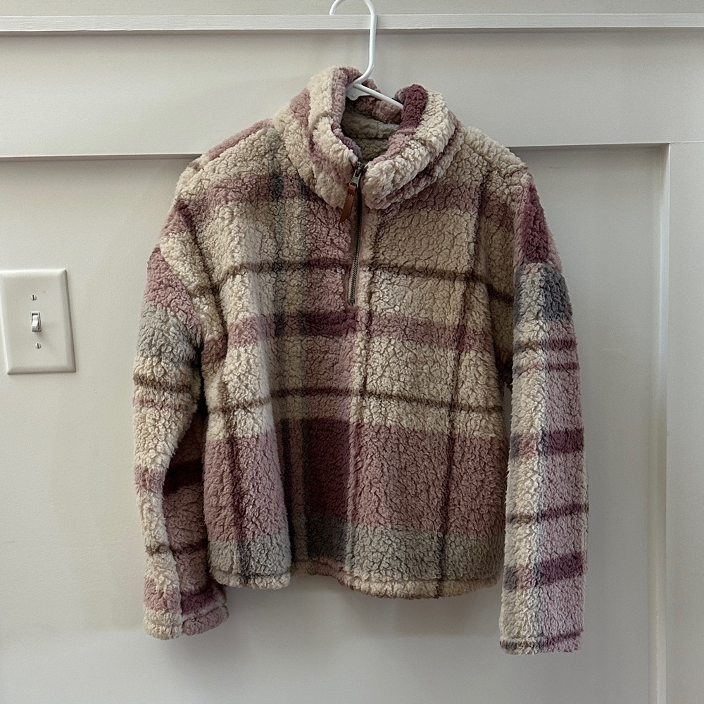 Thread & Supply Plaid Sherpa Jacket - Cream, Pink, Gray